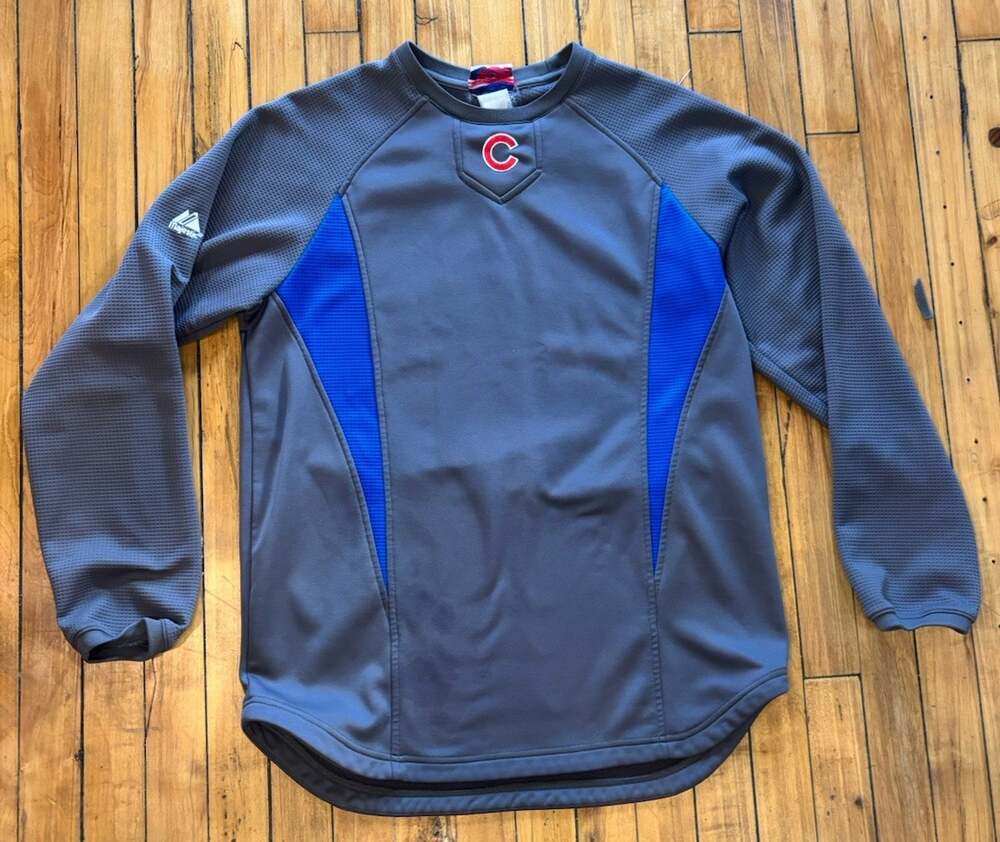 Chicago Cubs MLB Sweatshirt Mens Large Center Logo Embroidery Therma Base